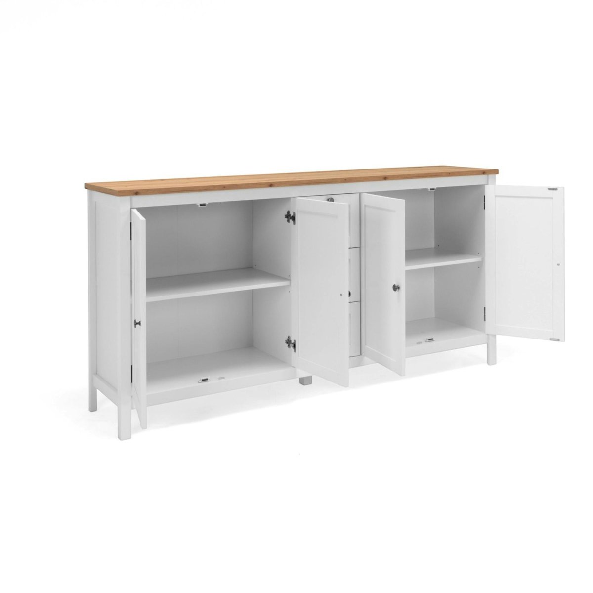 Buffet style campagne 4 portes 3 tiroirs VENZA blanc, PIER IMPORT