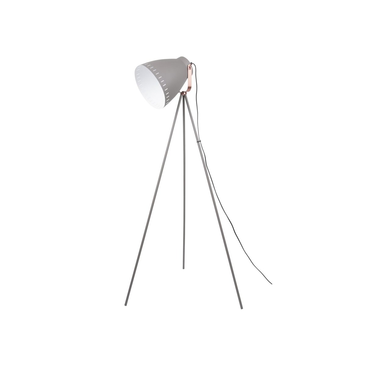 Lampadaire trépied design style cinéma MINGLE gris, PRESENT TIME
