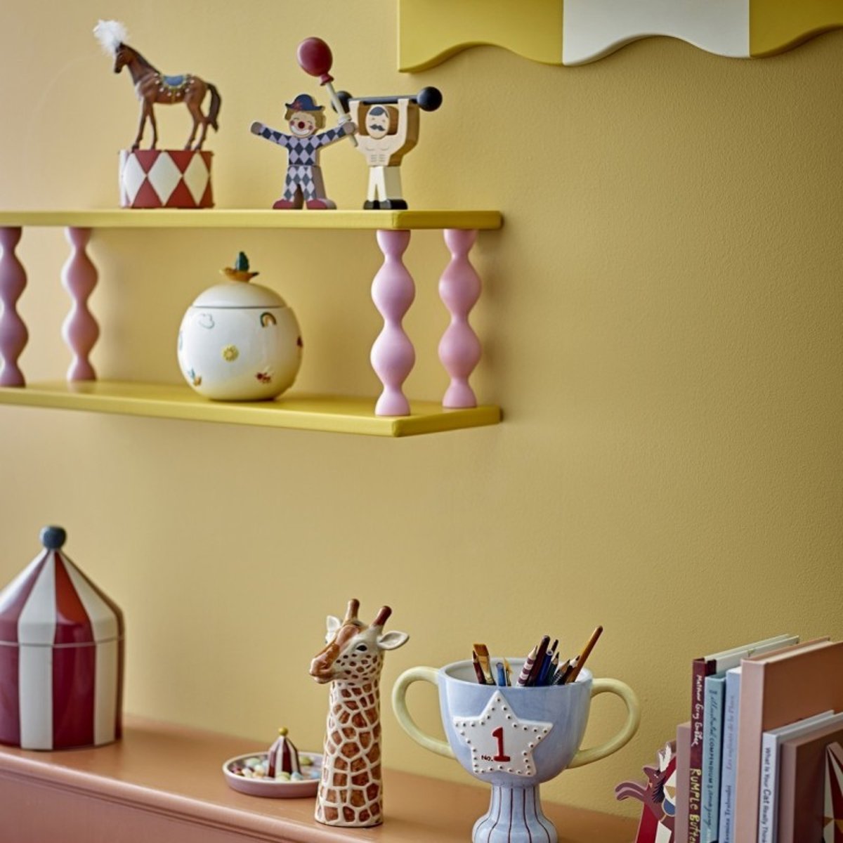 Etagère murale bois BIBIOLA jaune, BLOOMINGVILLE