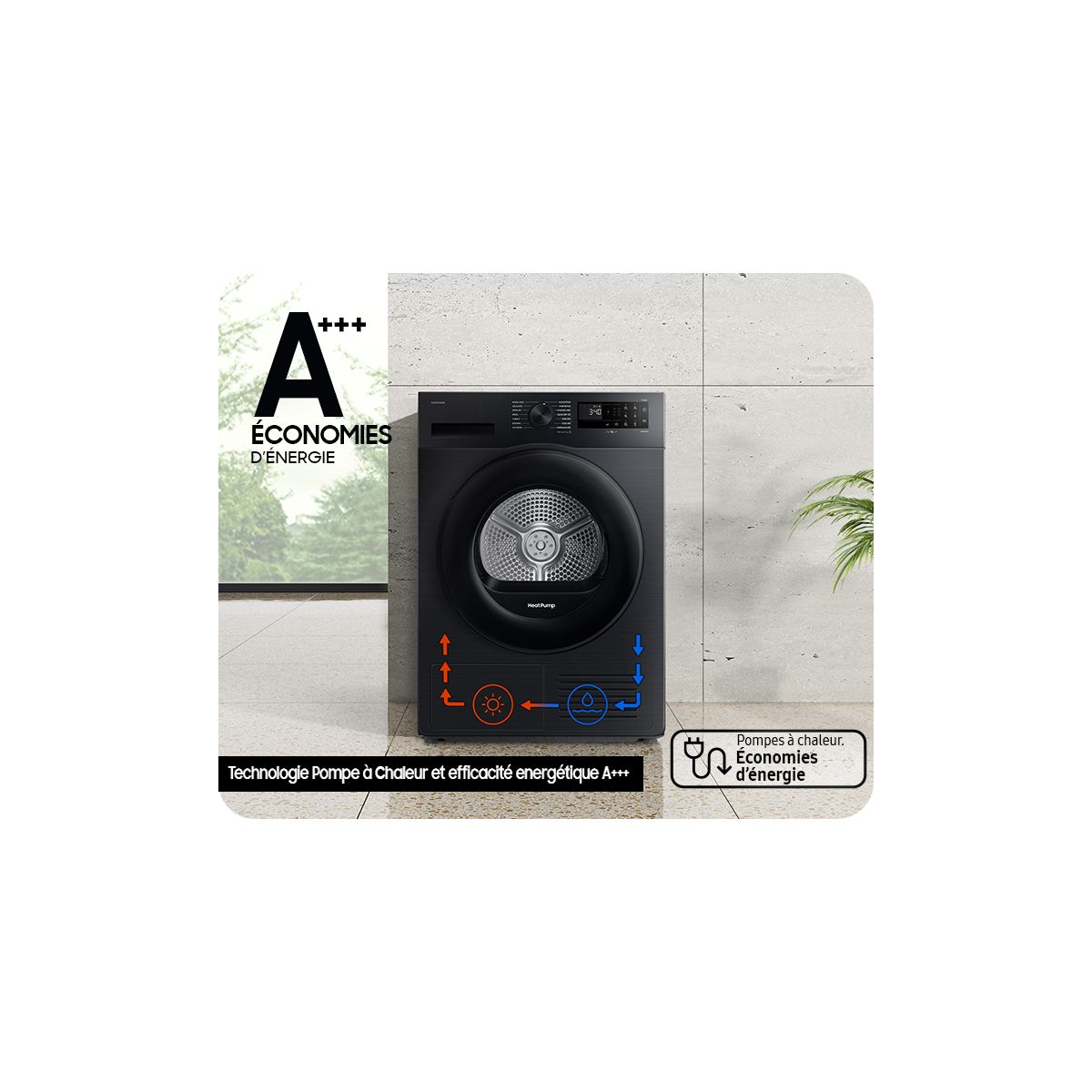 Sèche linge pompe à chaleur DV90DG52A0AH couleur unique, SAMSUNG