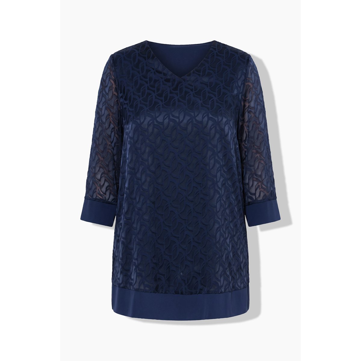 Blouse en tissu dévoré marine foncé, ULLA POPKEN