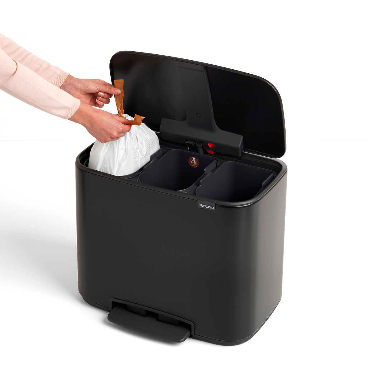 Bo Pedal Bin, 3 x 11L matt black, BRABANTIA