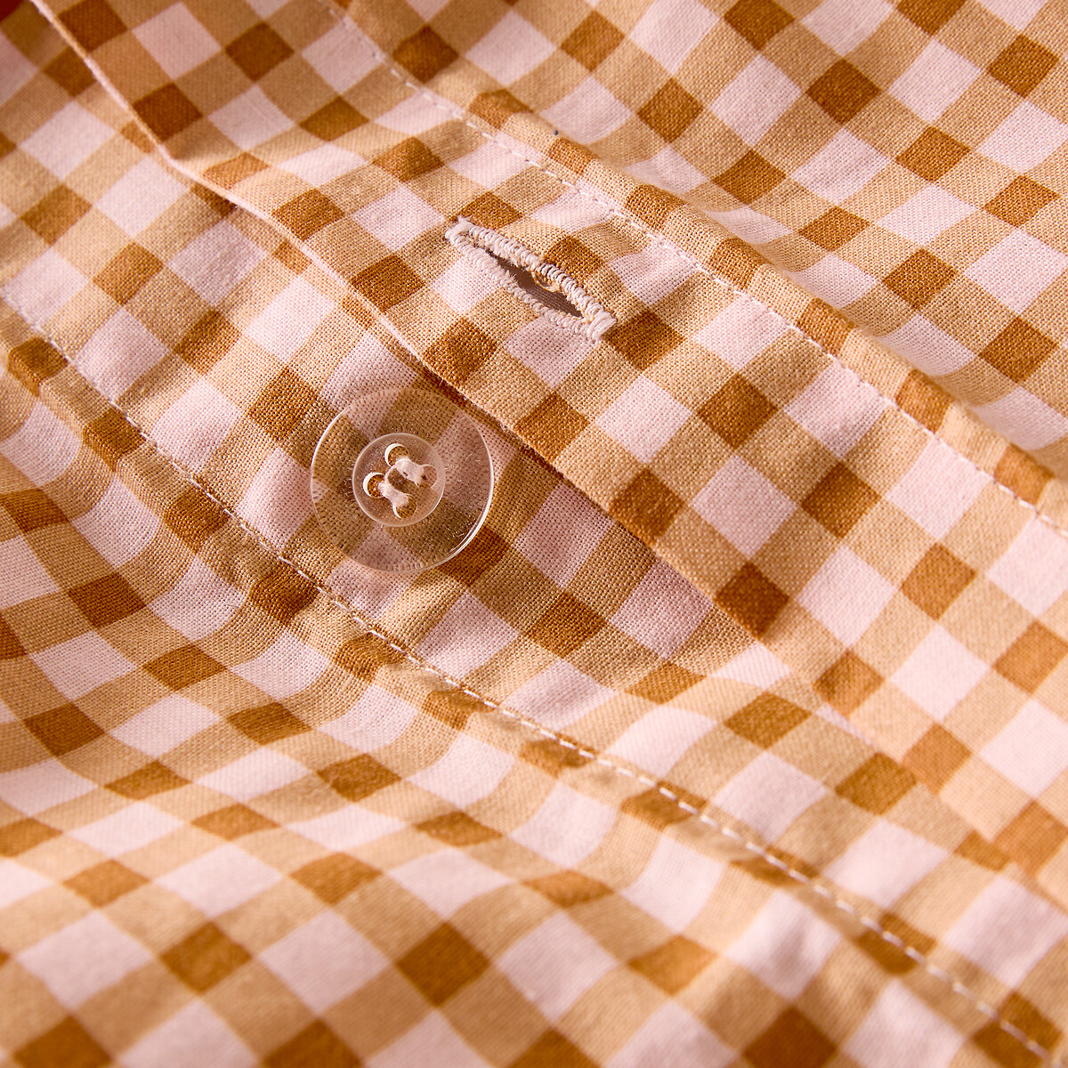 Parure 30% coton recyclé, housse de couette et taie carrée, à carreaux, LESIA vichy caramel, LA REDOUTE INTERIEURS