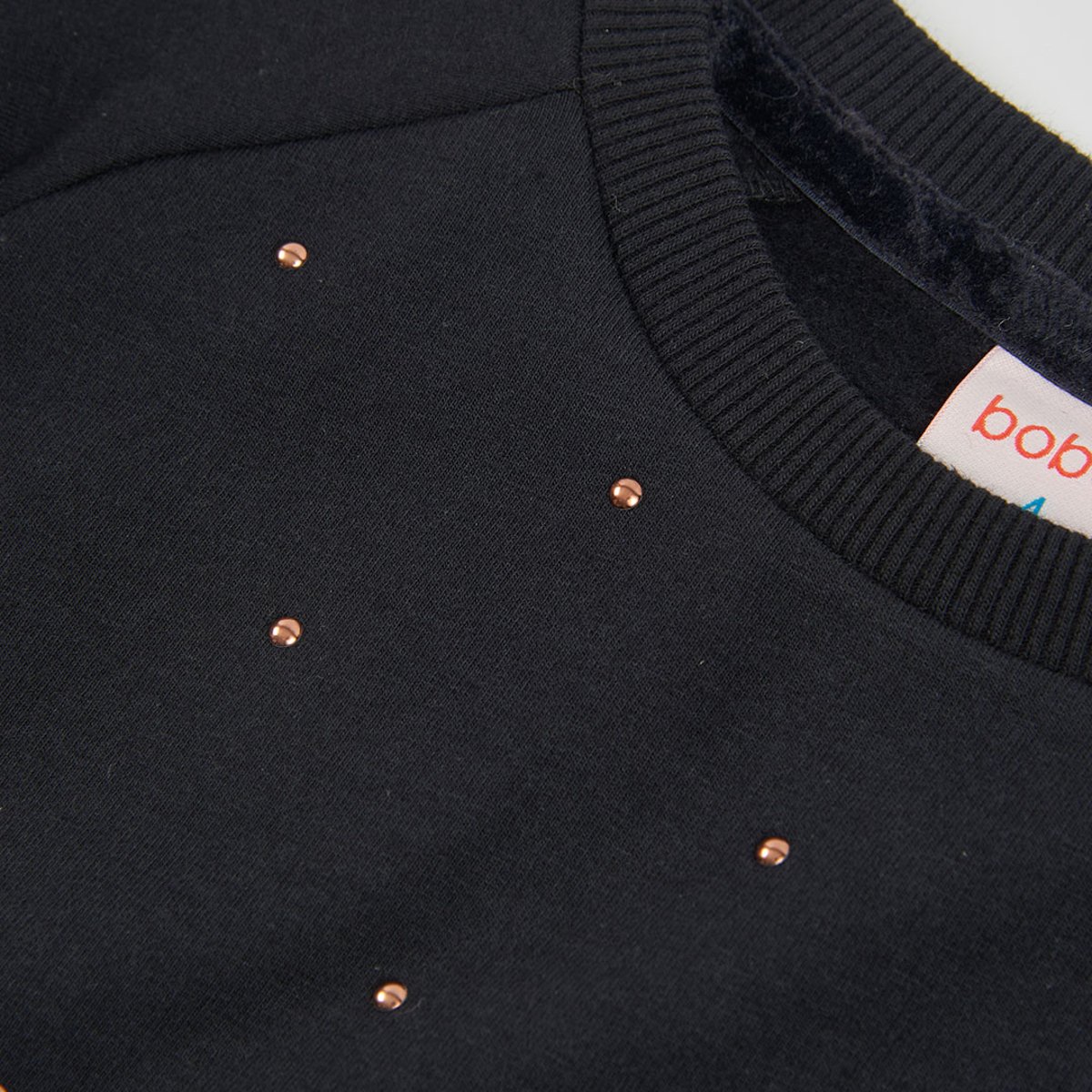 Sweat-shirt fille en molleton avec clous noir, BOBOLI