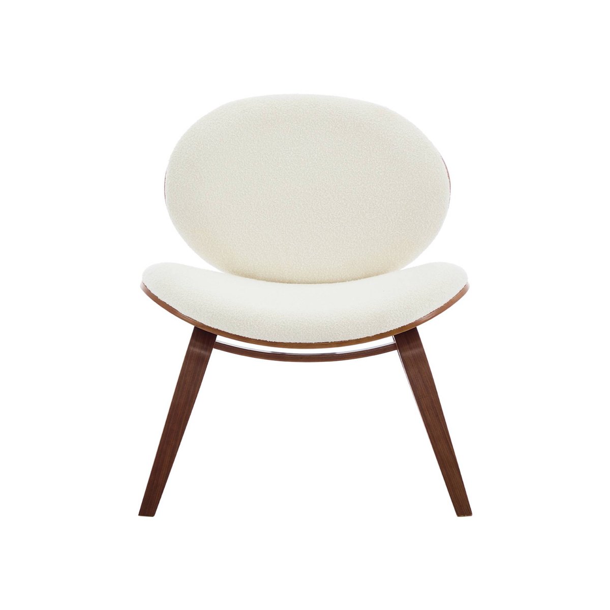 Fauteuil relax décor bois courbé et bouclette texturée INES noyer, SWEEEK