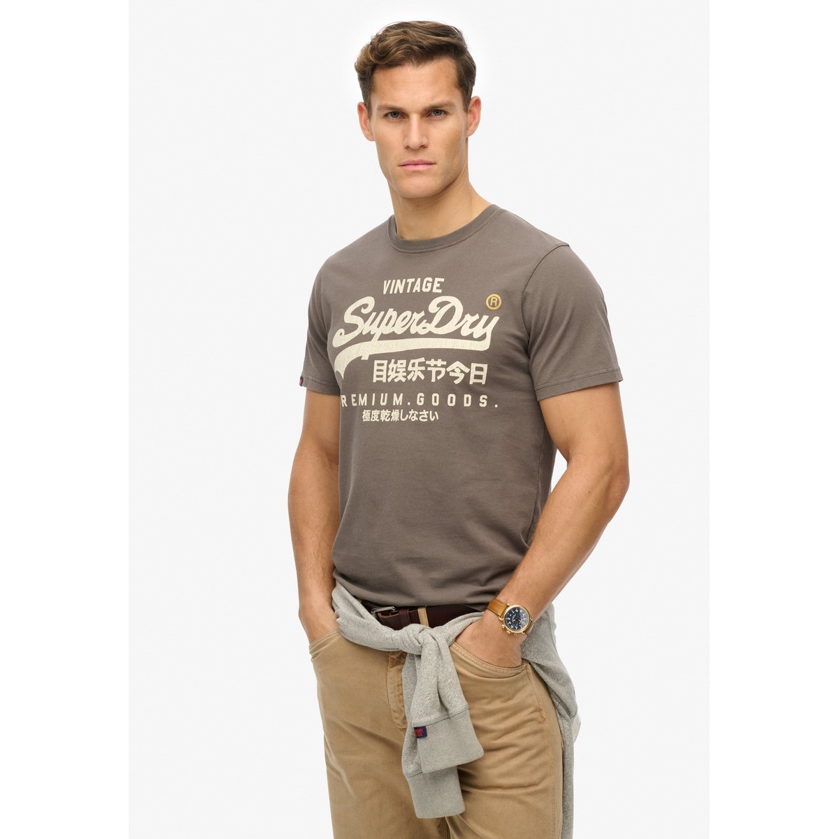 T-shirt décontracté Vintage Logo Workwear noir vintage, SUPERDRY