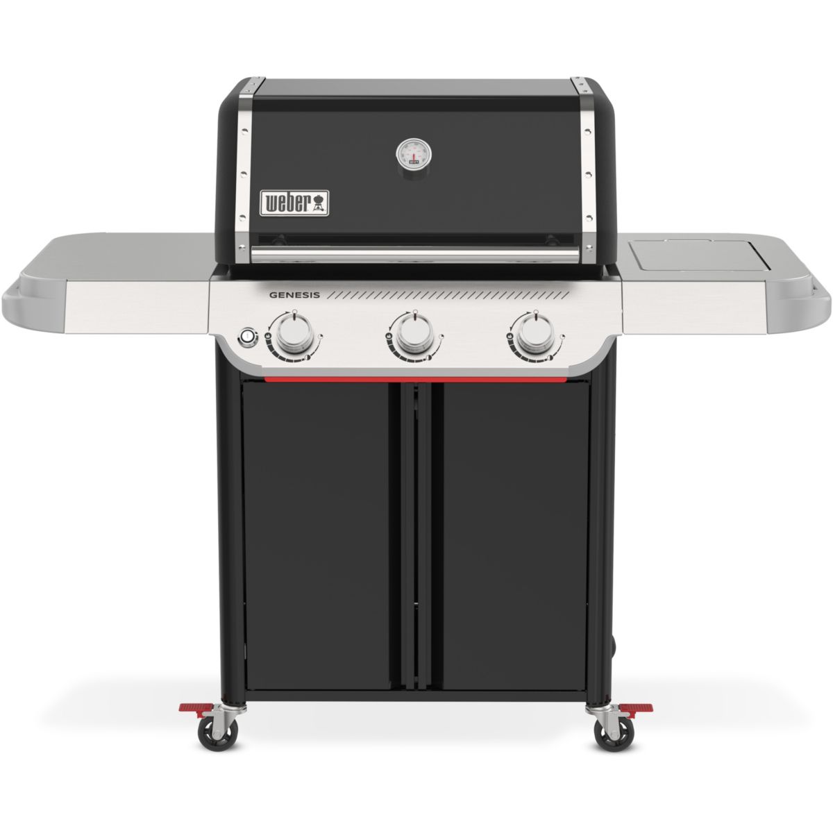 Barbecue gaz Genesis E-315W Plancha, sur chariot, 3 brûleurs, surface de cuisson 68 x 48 cm noir, WEBER