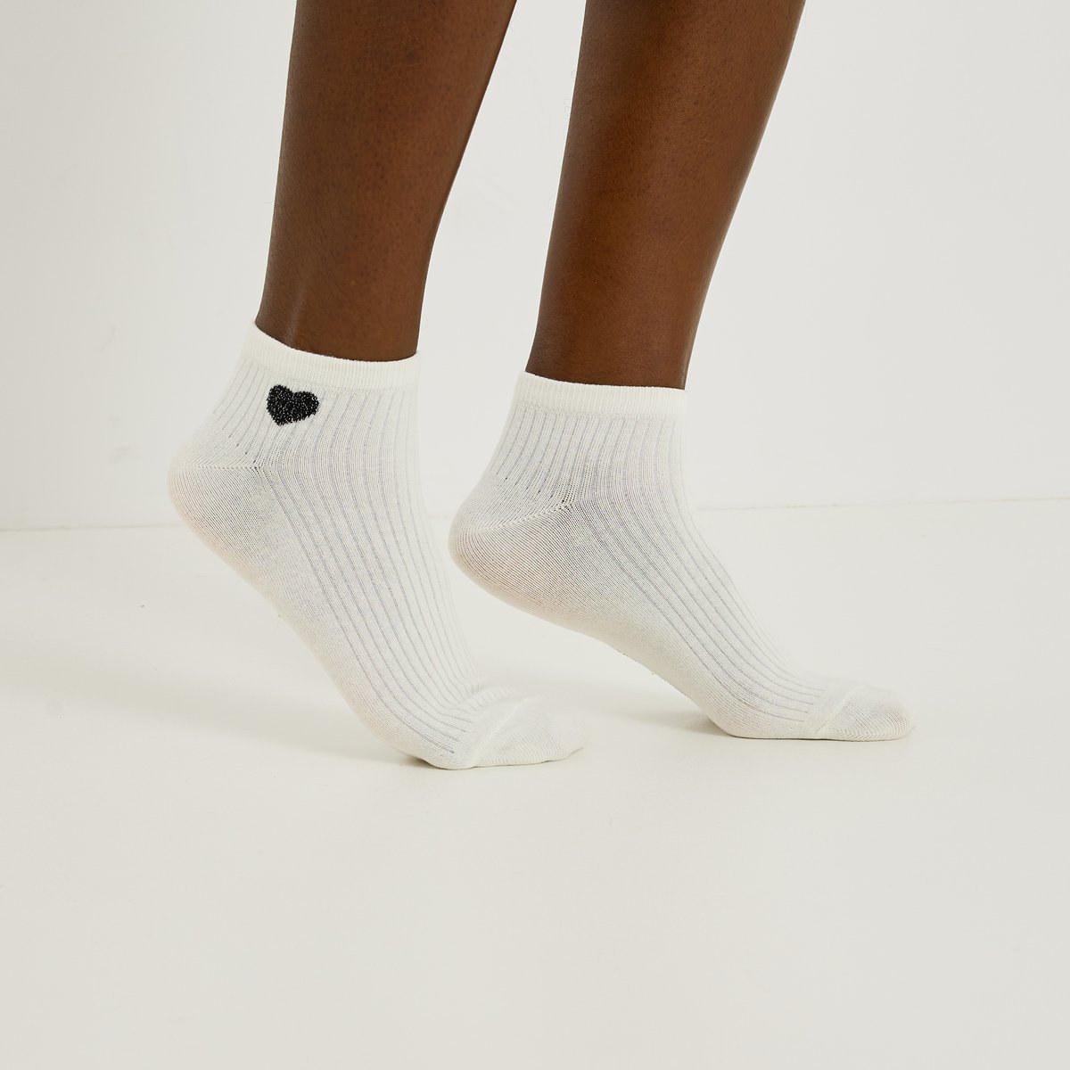 Lot de 2 paires de socquettes blanc cassé ecru, GRAIN DE MALICE