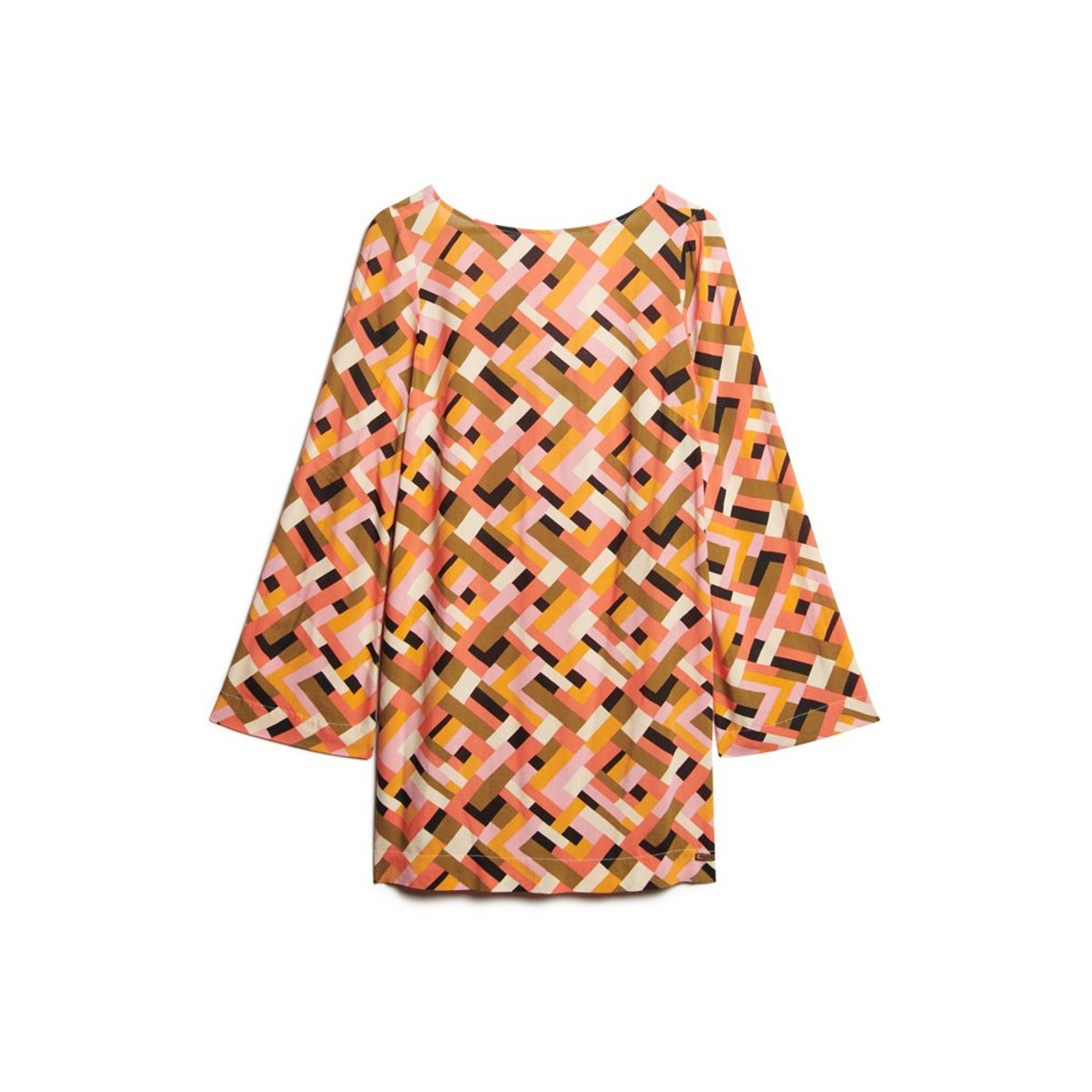 Robe courte imprimée dos ouvert quilt geo orange, SUPERDRY
