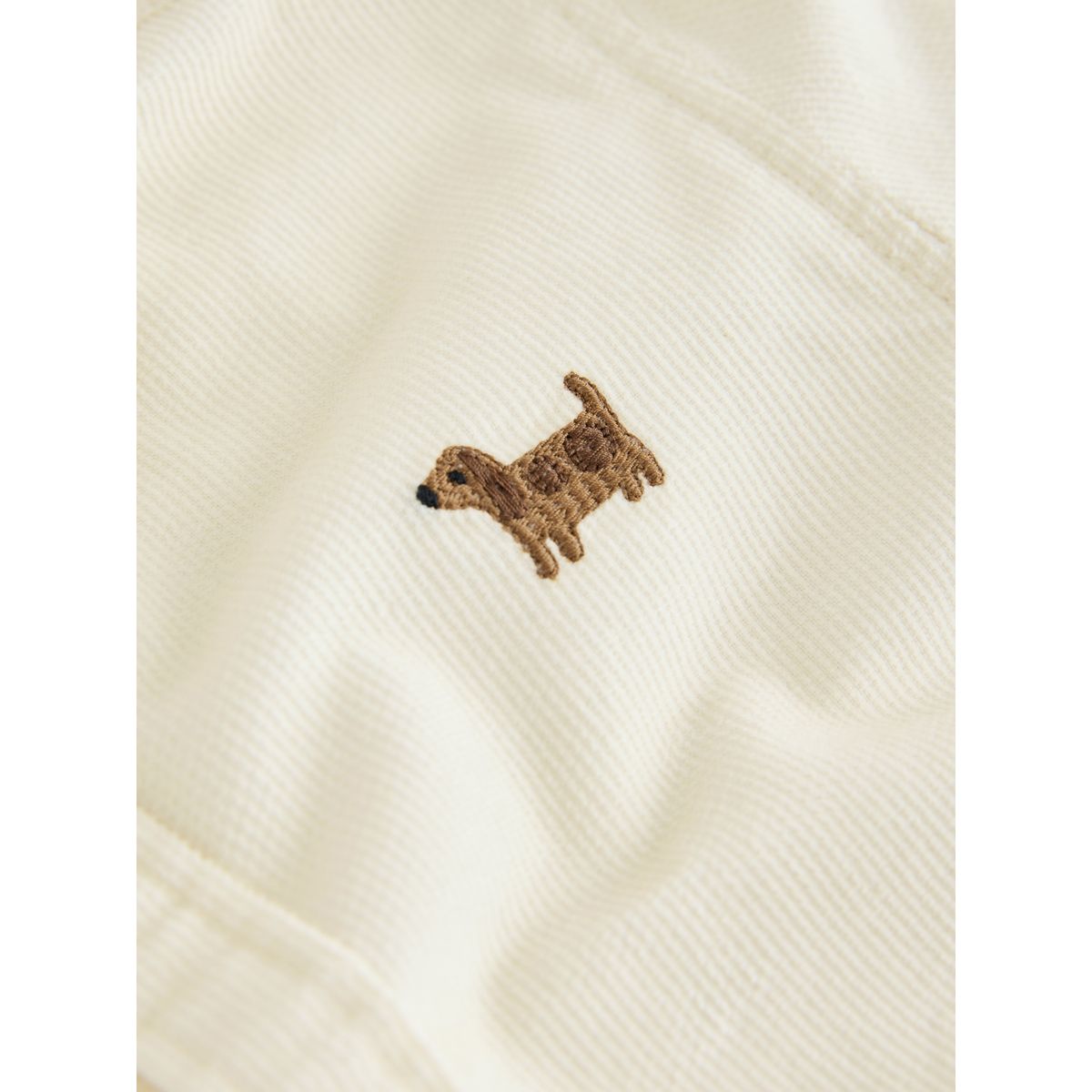 Chemise à manches longues en velours côtelé broderie chien écru, NEXT