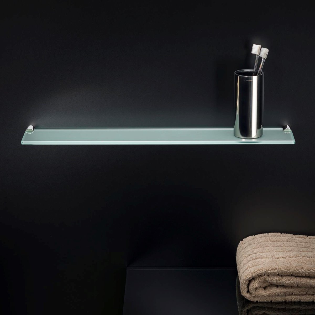 Étagère Salle De Bain mural LOGIC noir mat, COSMIC