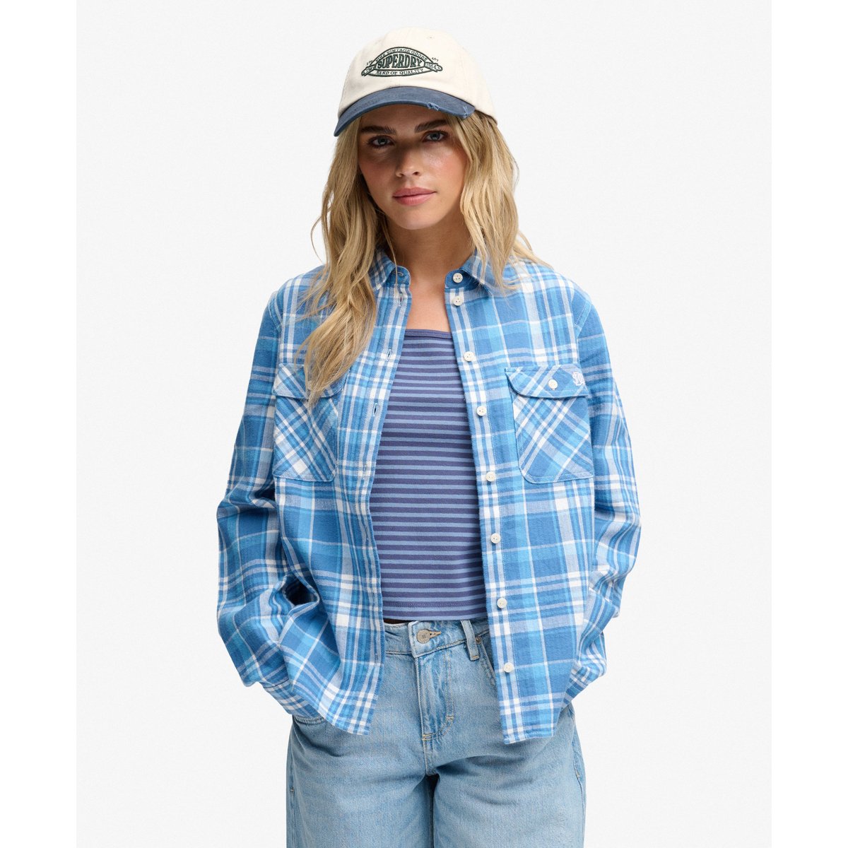 Chemise à carreaux Lumberjack en flanelle carreaux laney bleu, SUPERDRY