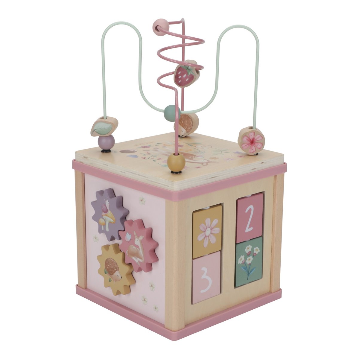 Cube d'activités rose, jaune, vert, beige, multicolore, LITTLE DUTCH