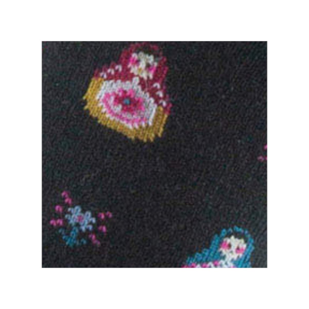 Mi-chaussettes Femme fantaisie jersey Poupées russes Coton noir, KINDY
