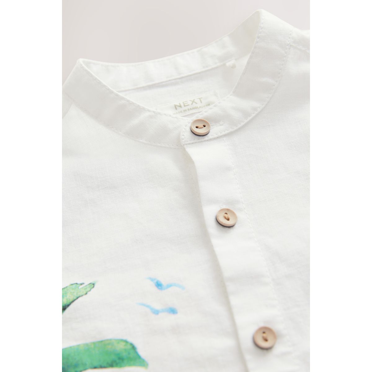 Chemise imprimée manches courtes col officier crème border monaco, NEXT