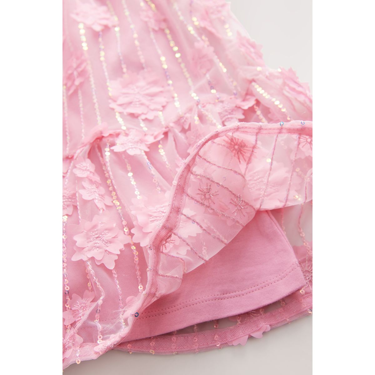 Robe de soirée en mesh florale à sequins rose, NEXT