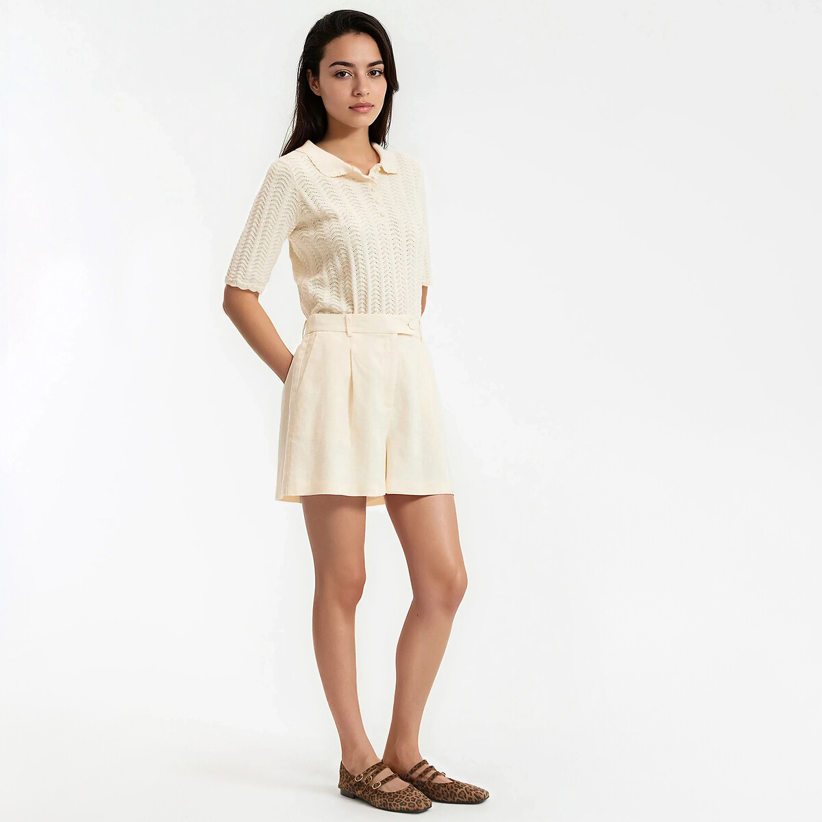 Short en lin jaune pastel, LA REDOUTE COLLECTIONS