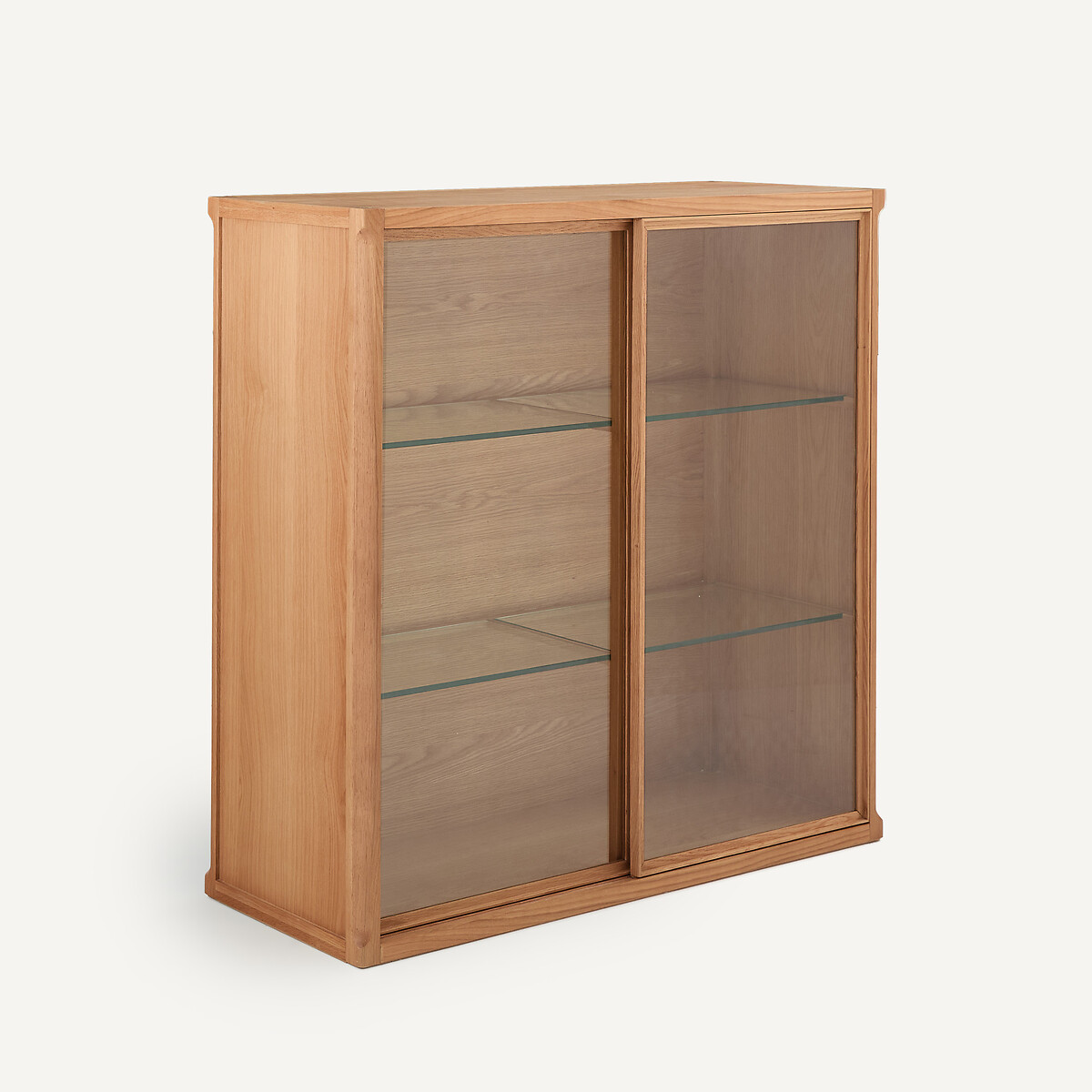 Aparador de vitrina alta, en roble y chapa de madera, IÉNA, diseño de Emmanuel Gallina roble natural, AM.PM X EMMANUEL GALLINA