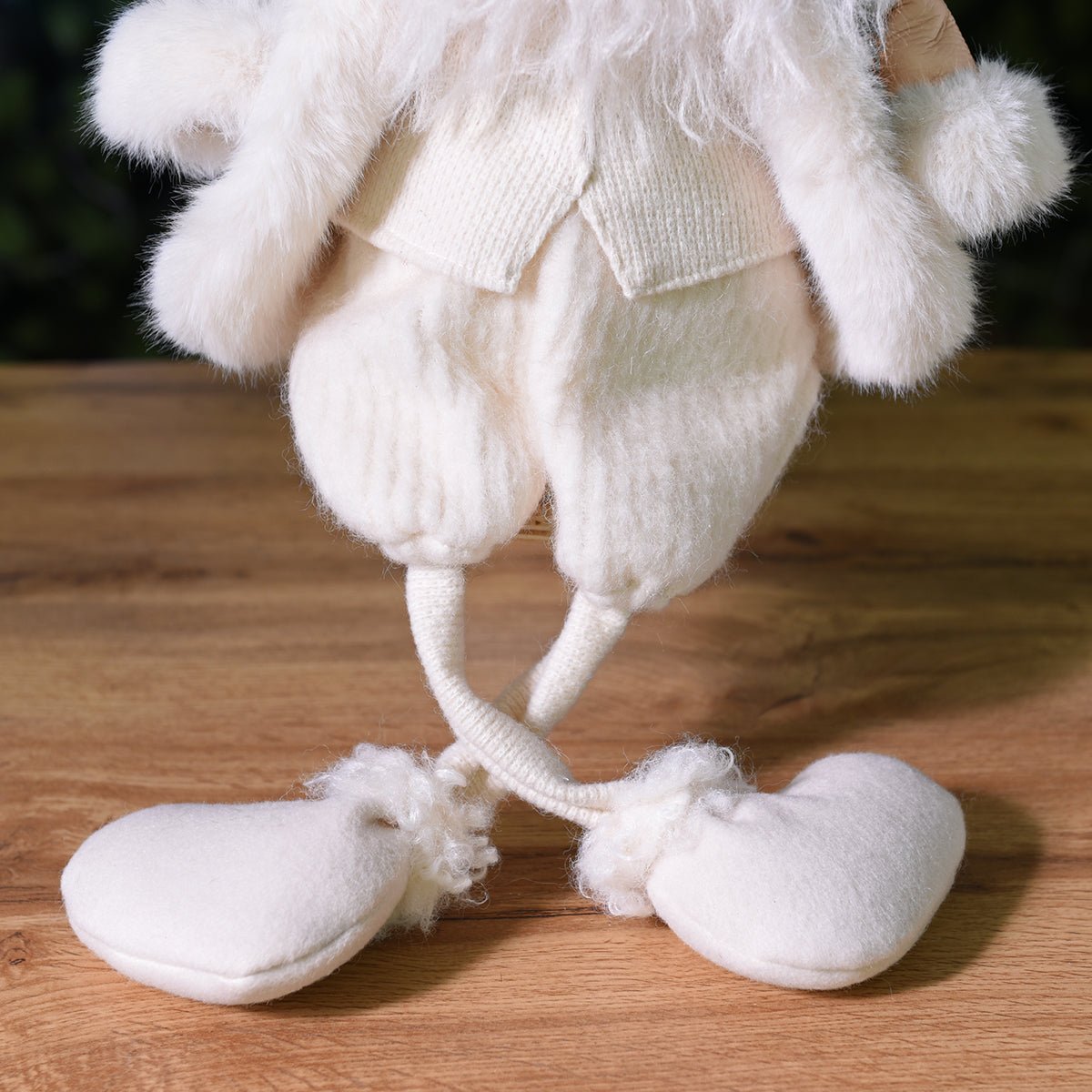 Figurine père noël à asseoir décorative artificielle H78 VELVET crème, SIA DECO