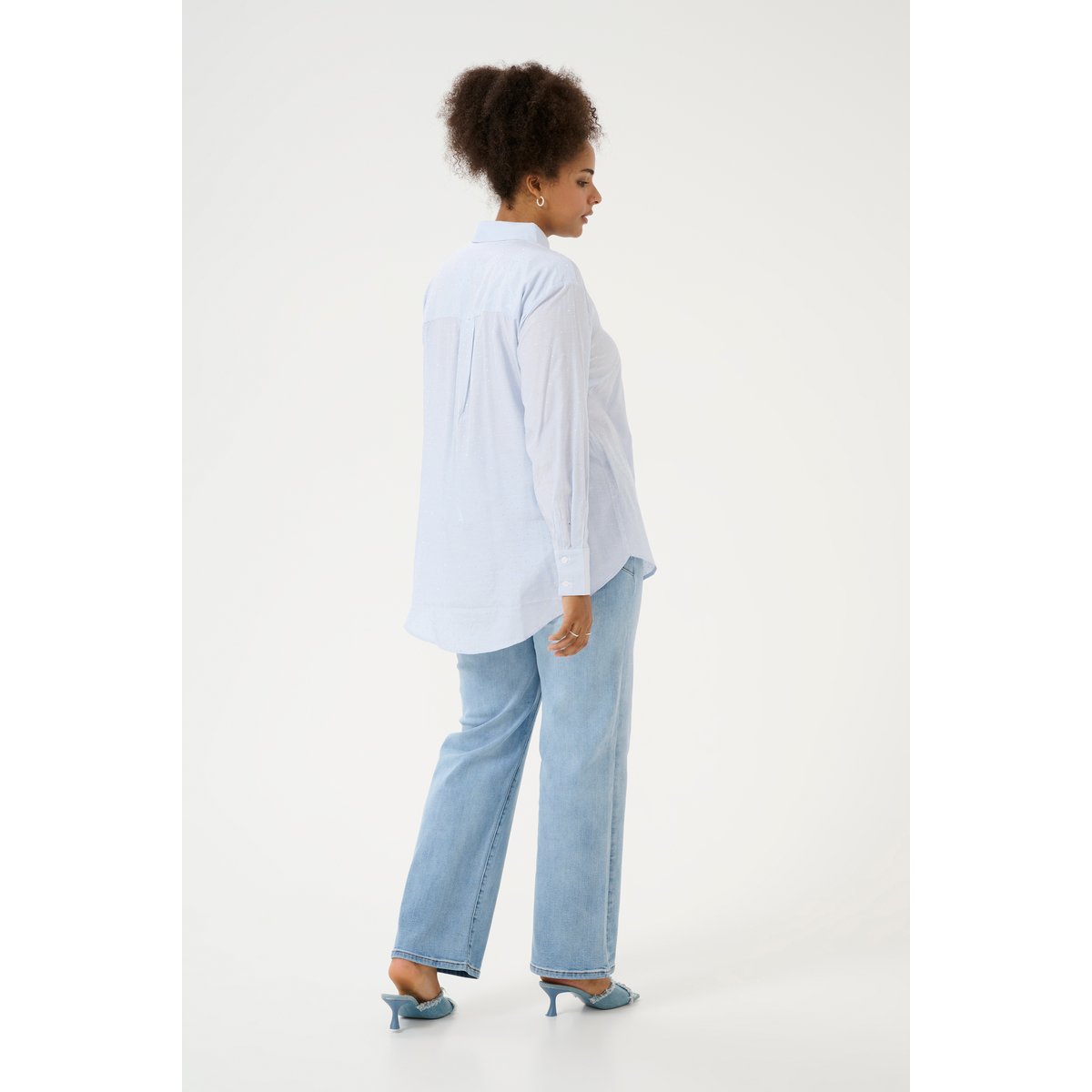 Long sleeved shirt bleu/blanc rayures, KAFFE CURVE