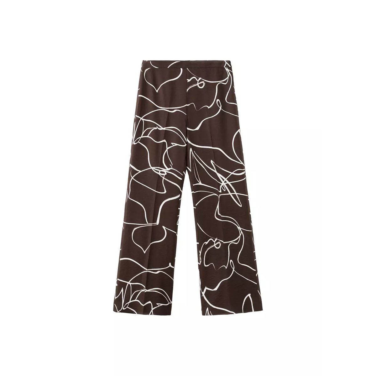 Pantalon wideleg imprimé marron, MANGO