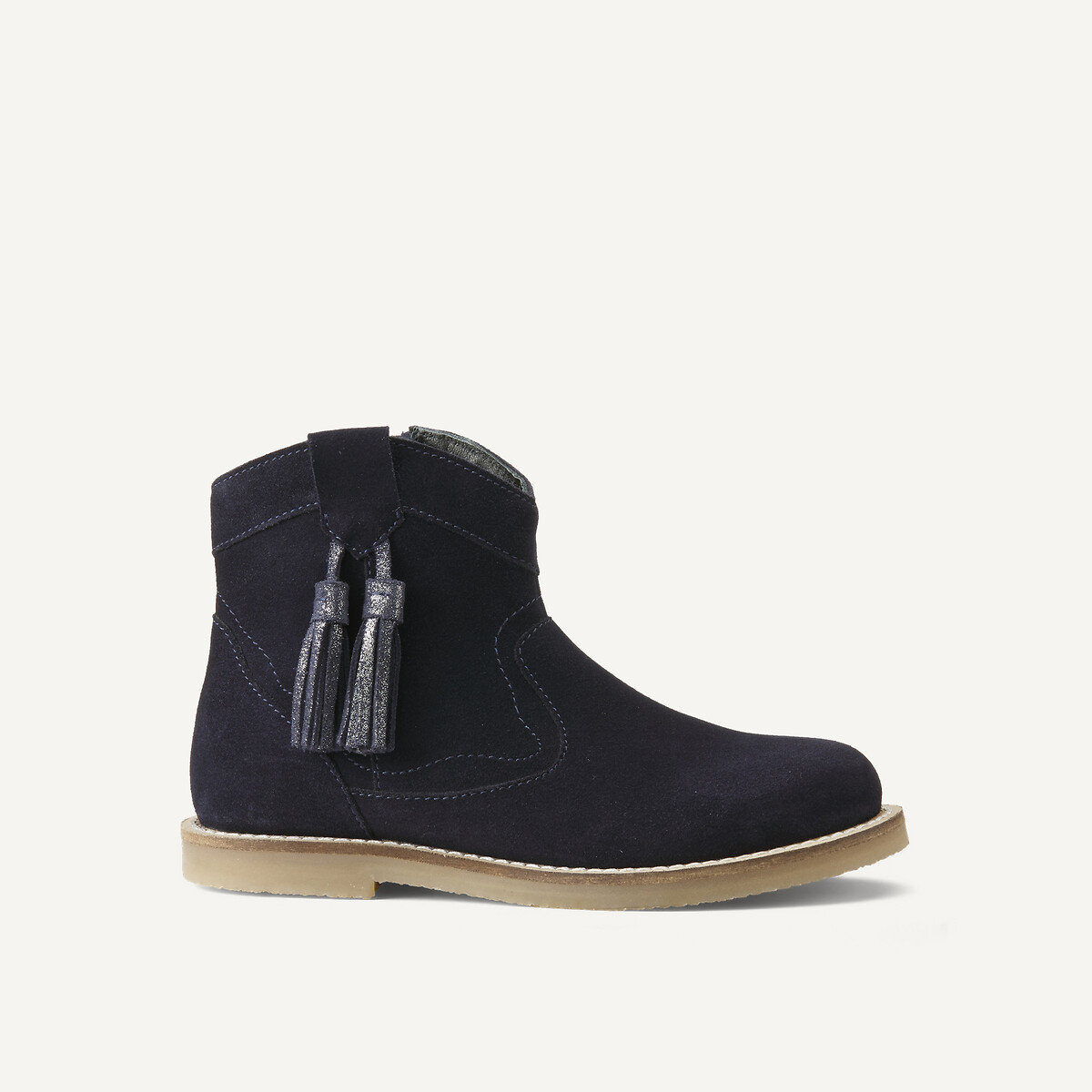 Kids Tassel Suede Ankle Boots navy blue, LA REDOUTE COLLECTIONS