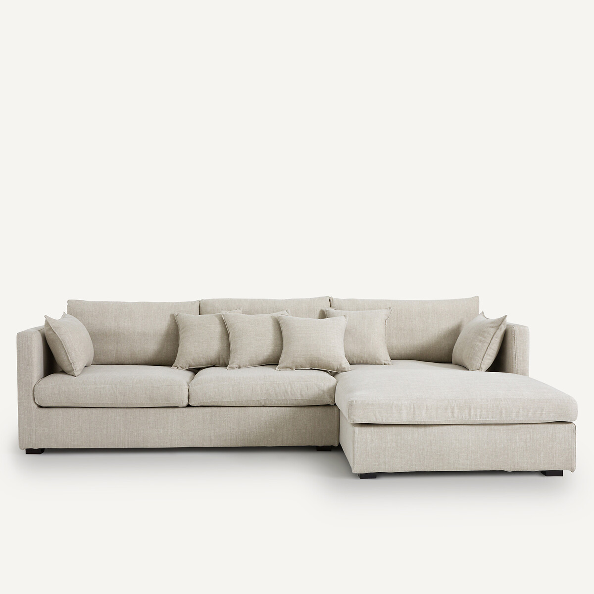 Canapé d'angle, en coton et lin, Néo Kinkajou beige, AM.PM
