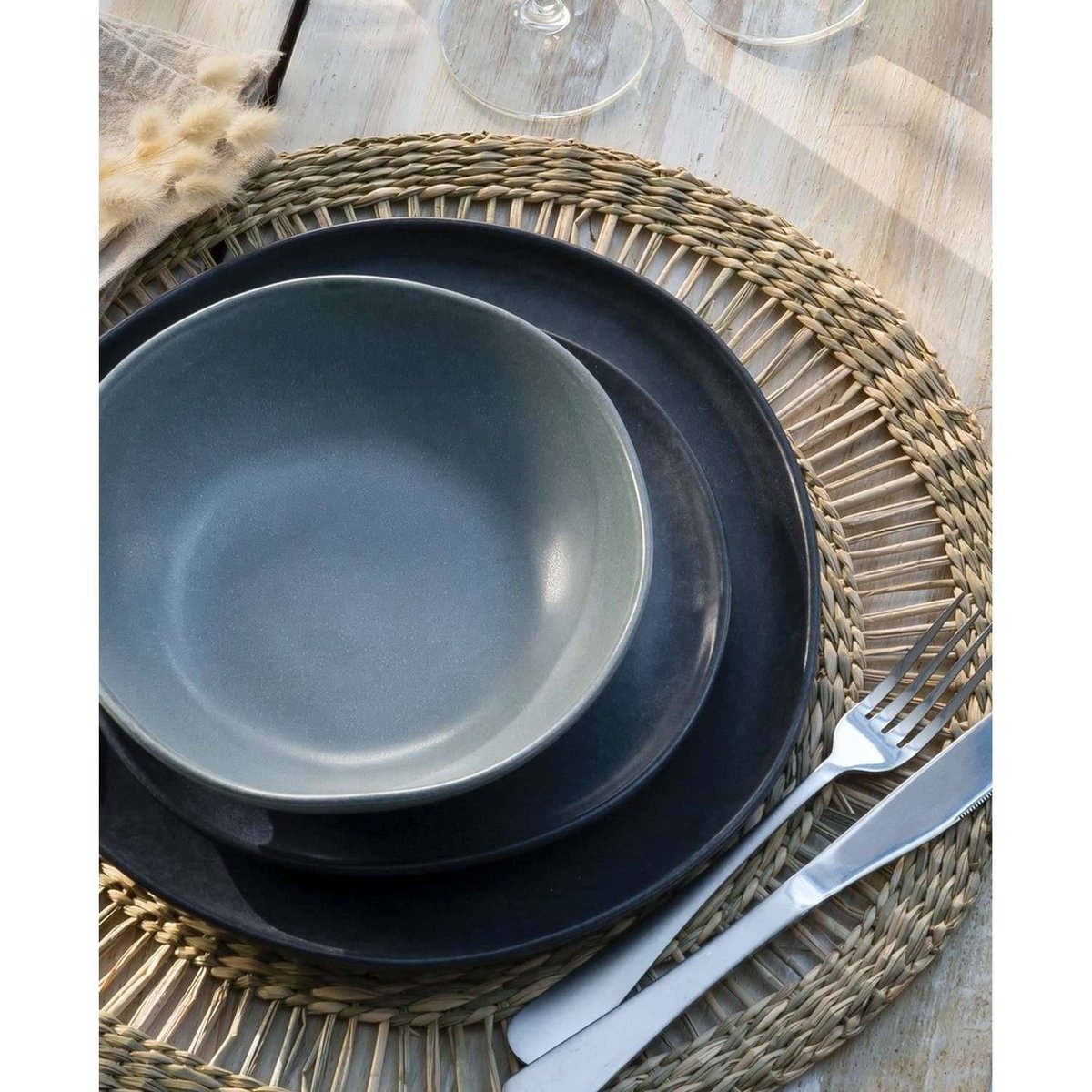 Set de table rond en roseau tressé SPRING WATER beige, SECRET DE GOURMET