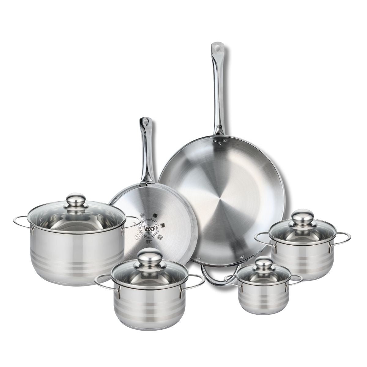 2 poêles 24/32cm + 4 faitouts 12/14/16/20cm PROFI BRILLANT gris, ELO