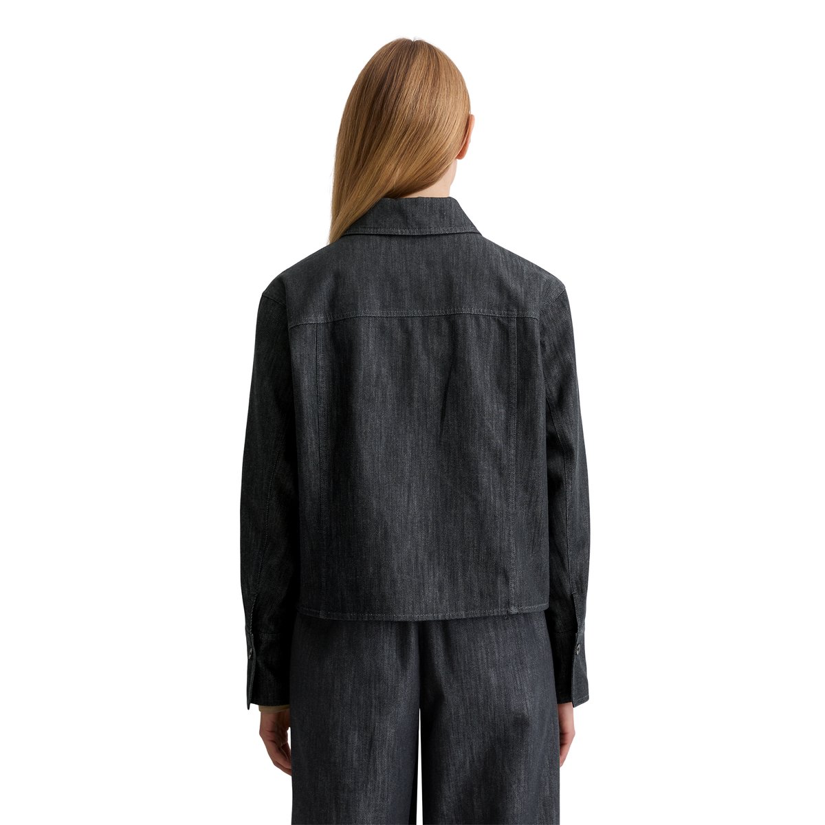 Veste d'intérieur boxy shape en Organic Cotton Stretch bleu foncé, MARC O'POLO