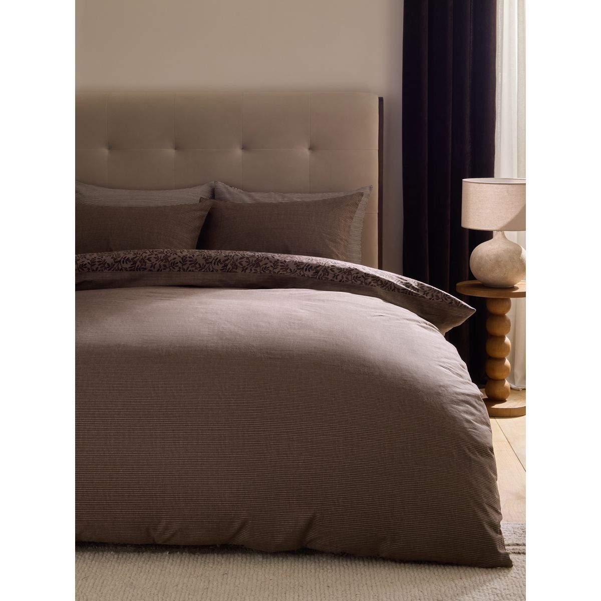 Parure de lit en coton, lot 2 feuille retombante brun chocolat, NEXT