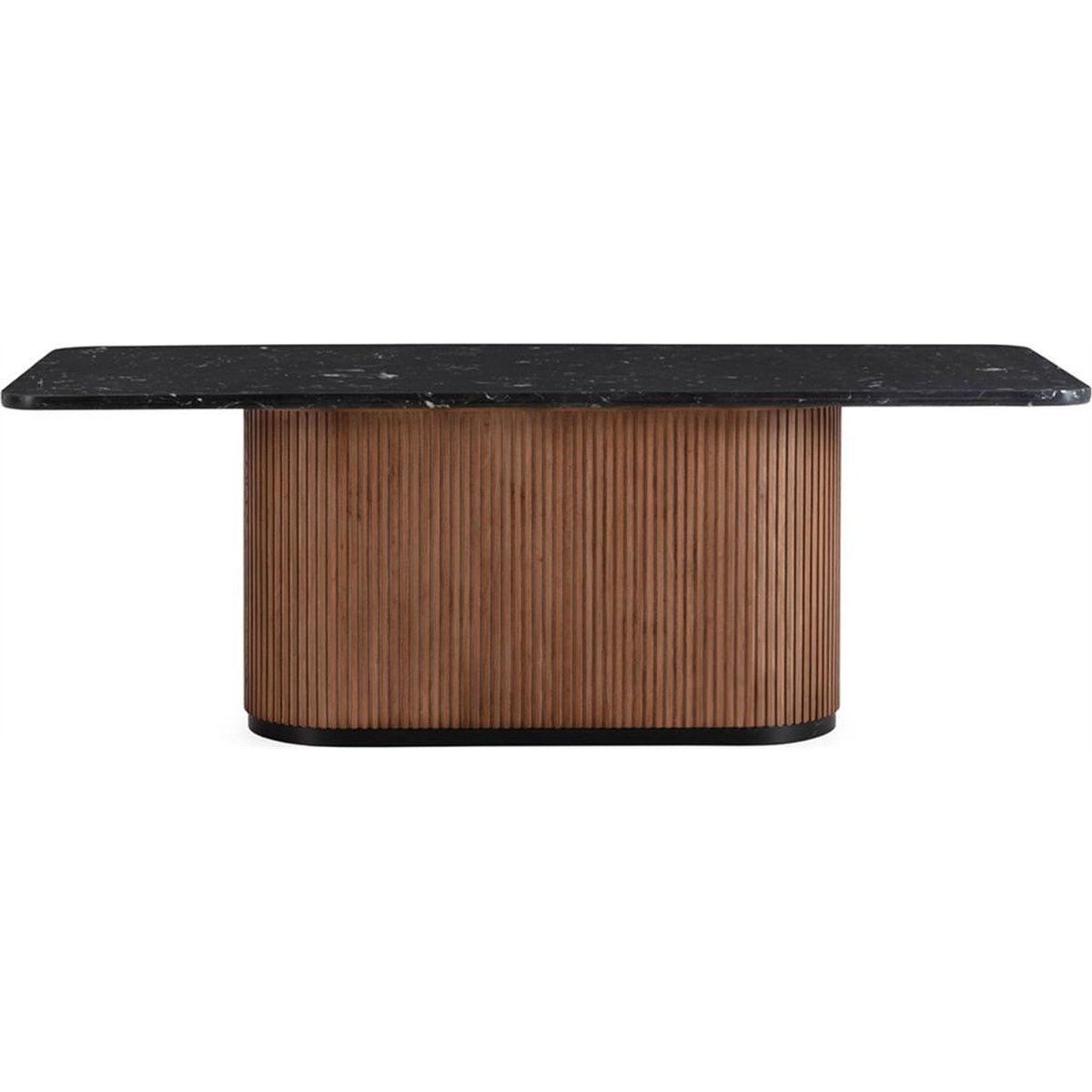 Table à manger en bois d'orme et marbre noyer, noir marquina et noir mat, RECOLLECTION