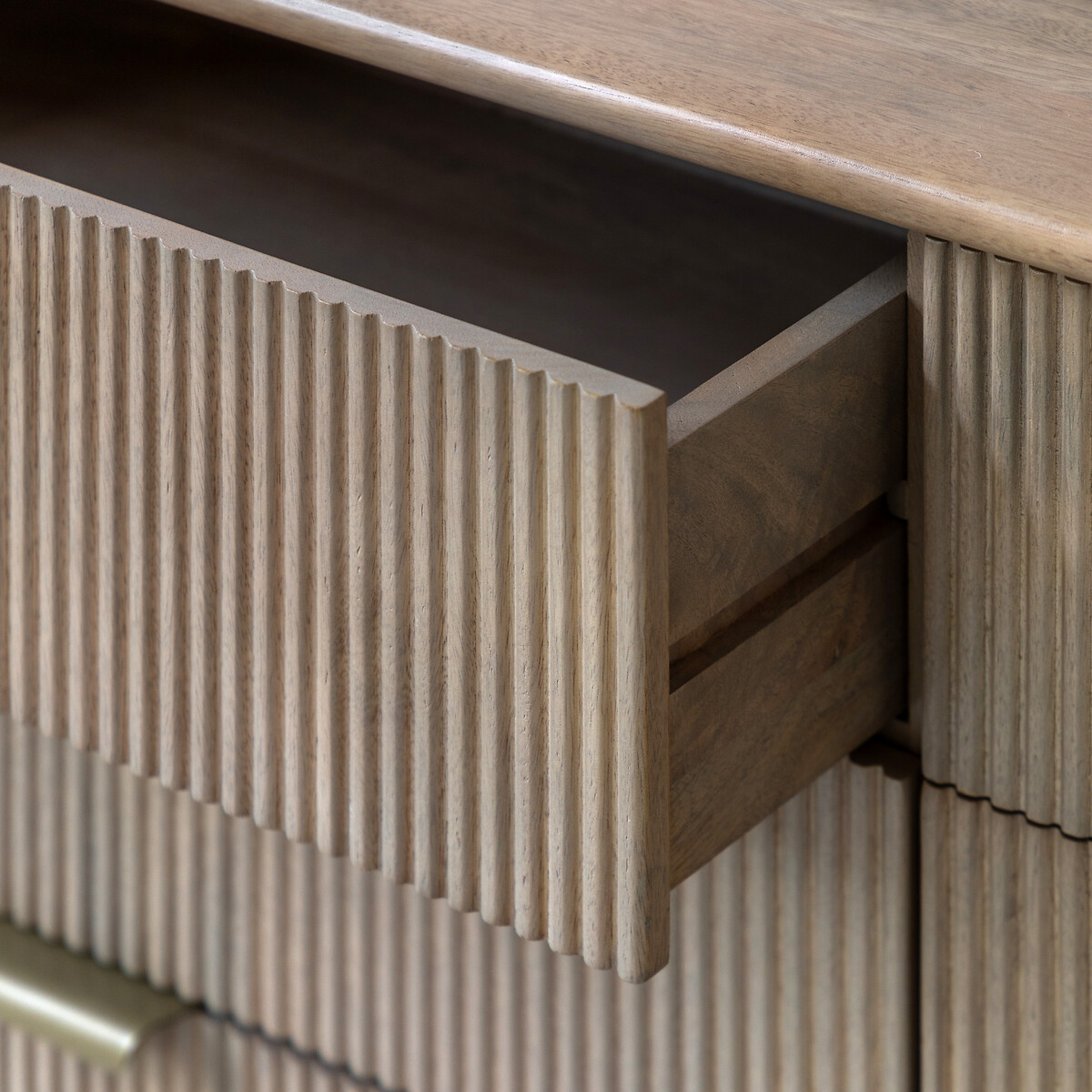 Corven Fluted Mango Wood 6 Drawer Chest wood, SO'HOME