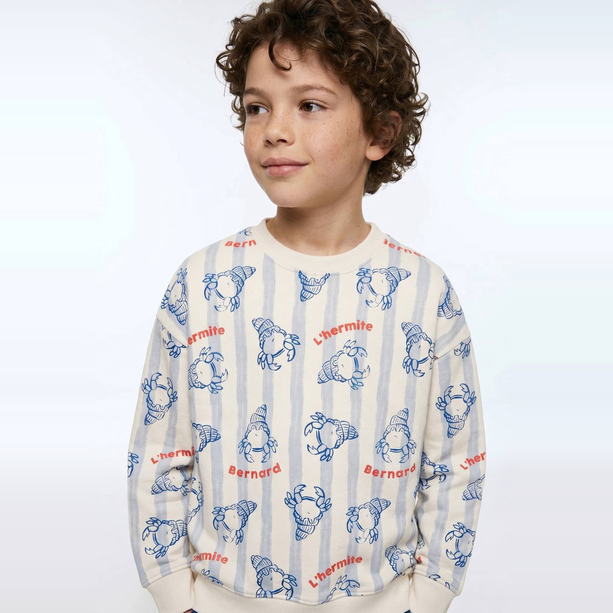 Sweat col rond imprimé en coton BIO GOTS naturel, MONOPRIX
