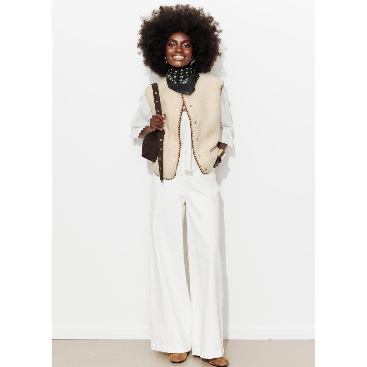 PALOMA veste réversible brodée ecru, PROMOD