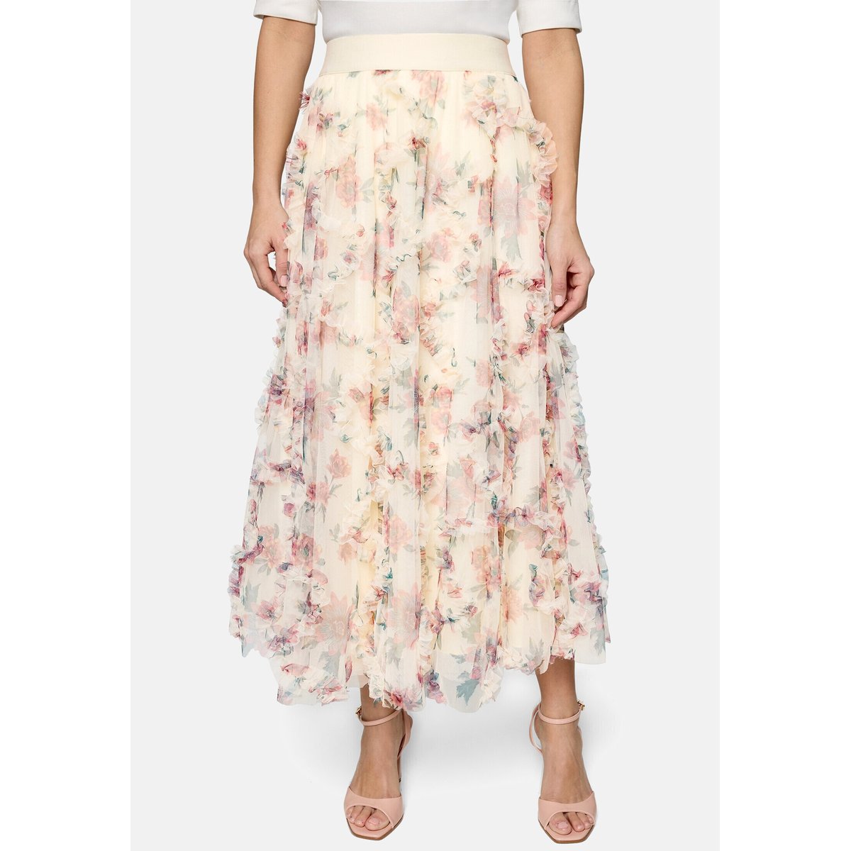 Jupe en tulle à imprimé à fleurs cream/pink, ZERO