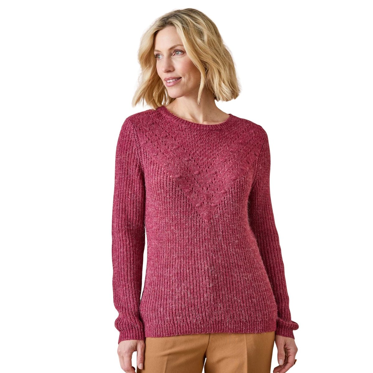 Pull fantaisie avec laine et alpaga fuchsia, DAXON