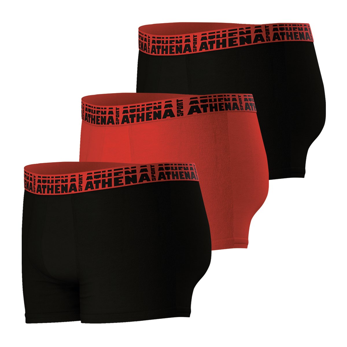Boxers, lot de 3 noir-rouge, ATHENA