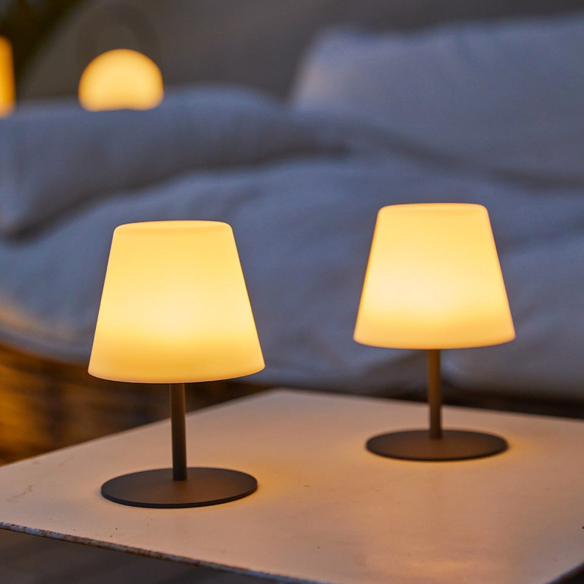 Lot de 4 Lampes de table sans fil LED 2x TWINS gris, LUMISKY