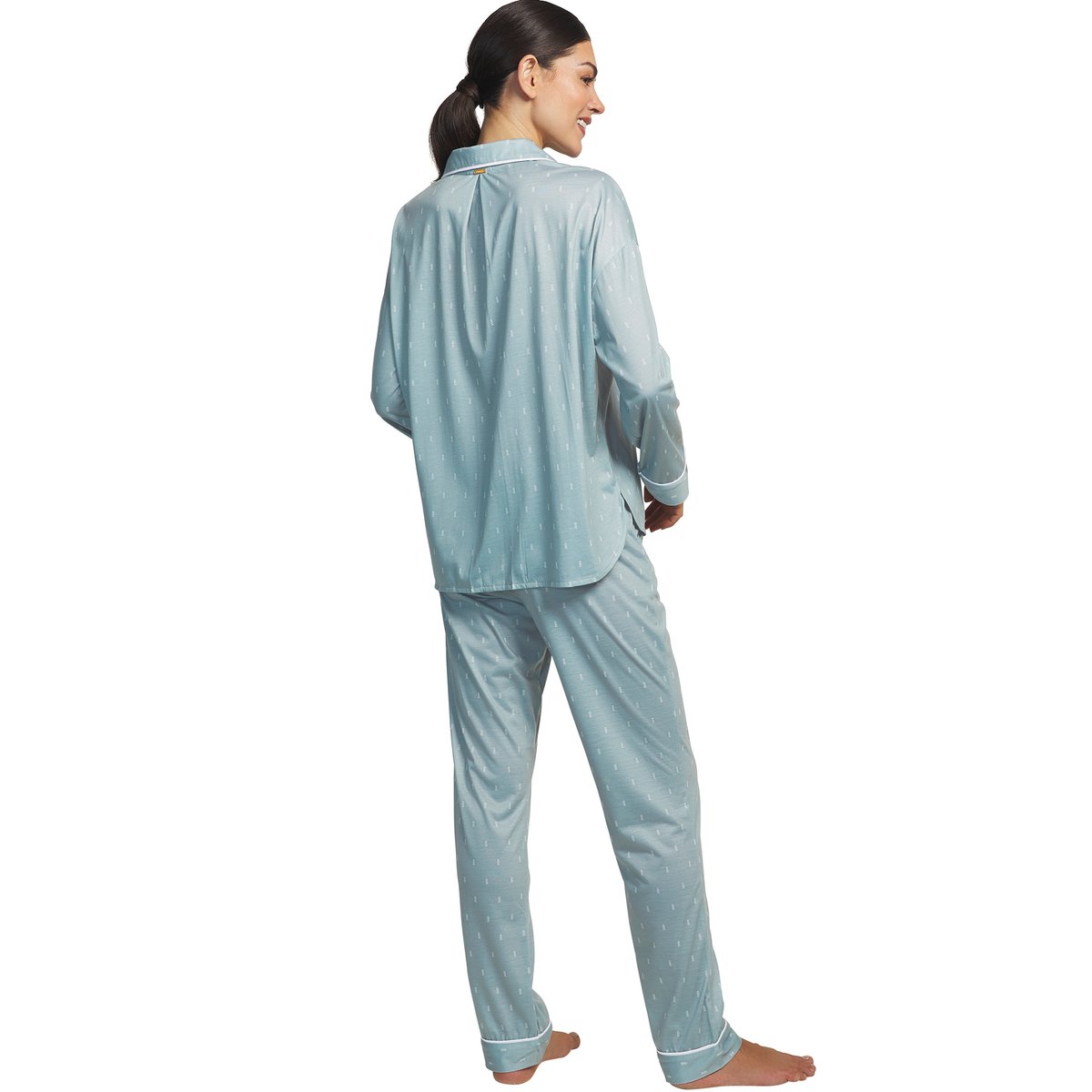 Pyjama pantalon chemise manches longues Algodon vert, SELMARK