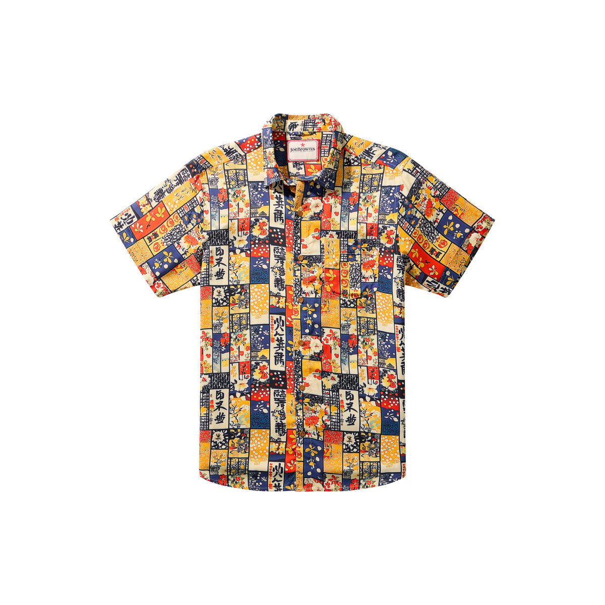 Chemise patchwork d’inspiration japonaise orange, JOE BROWNS