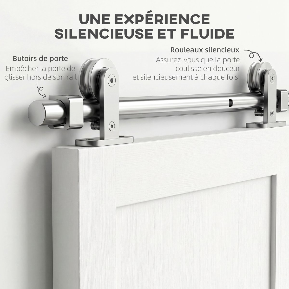 Kit de quincaillerie pour porte coulissante argenté, HOMCOM
