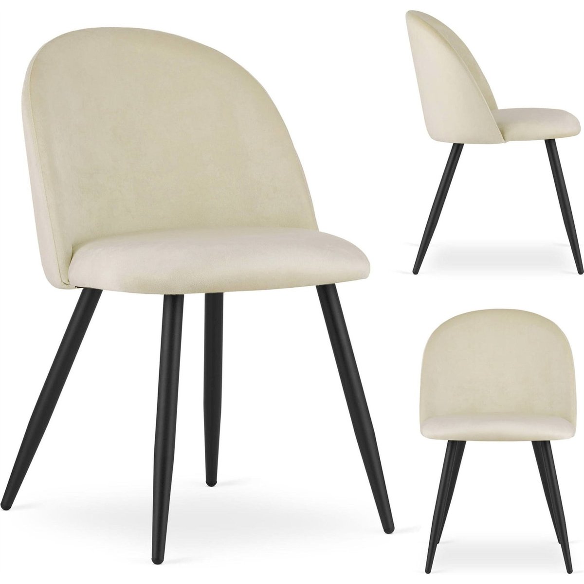 Chaise tapissée en velours dossier arrondi beige velours, RECOLLECTION