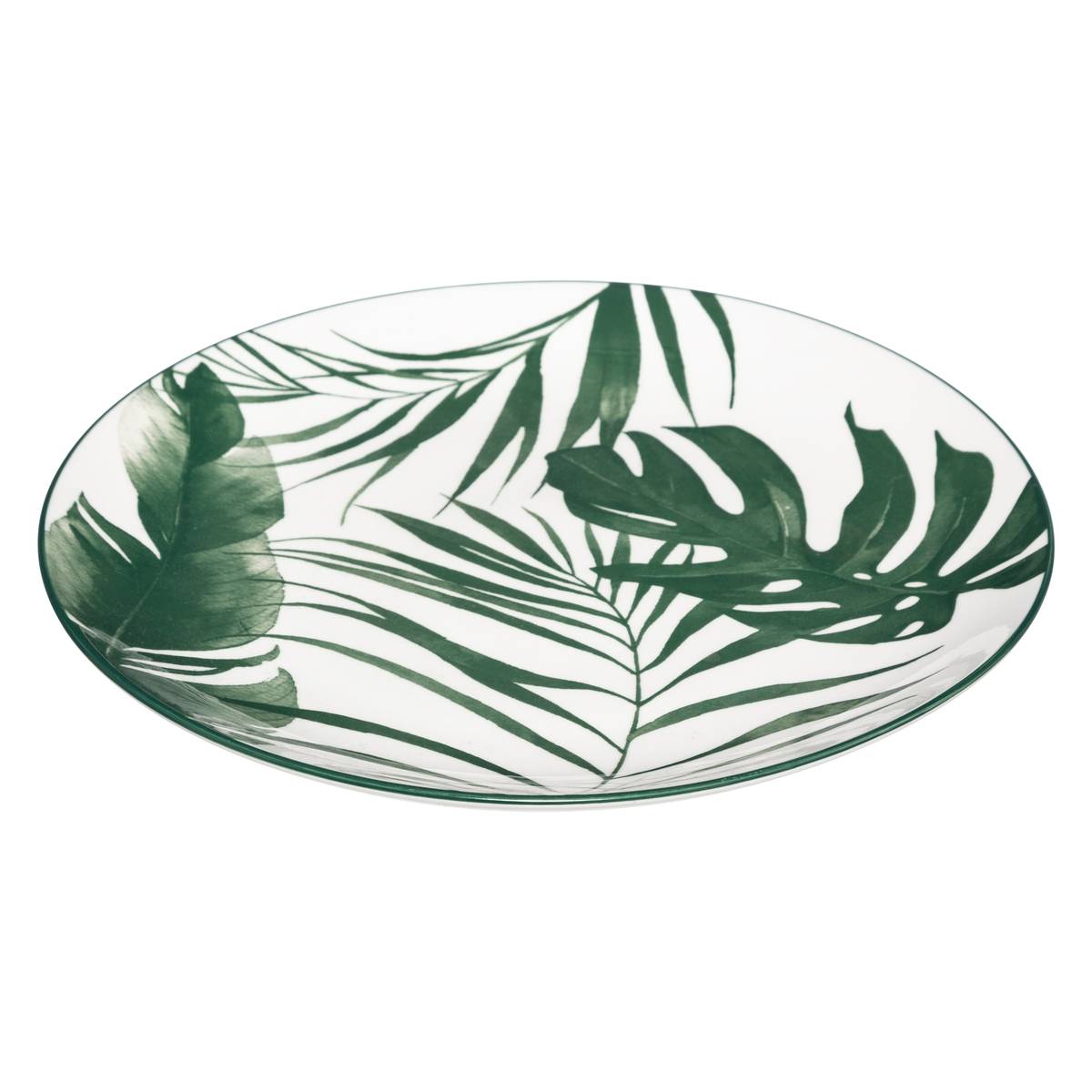 Lot de 6 assiettes en porcelaine PALME vert, SECRET DE GOURMET