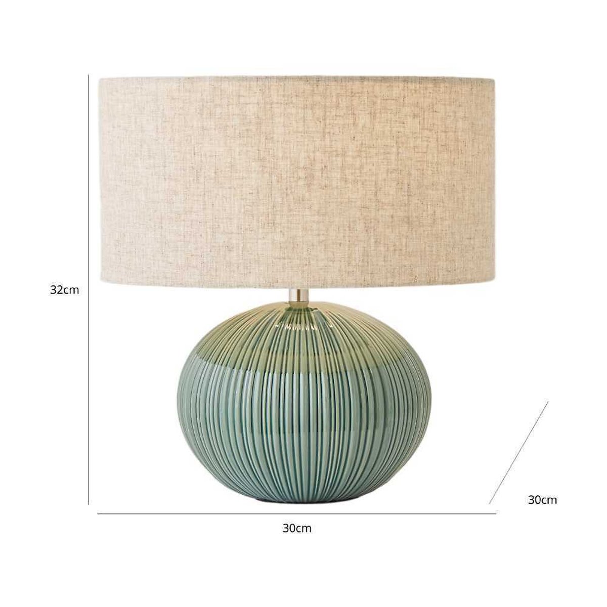 Reeva Ribbed Ceramic Table Lamp with Linen Shade green, SO'HOME