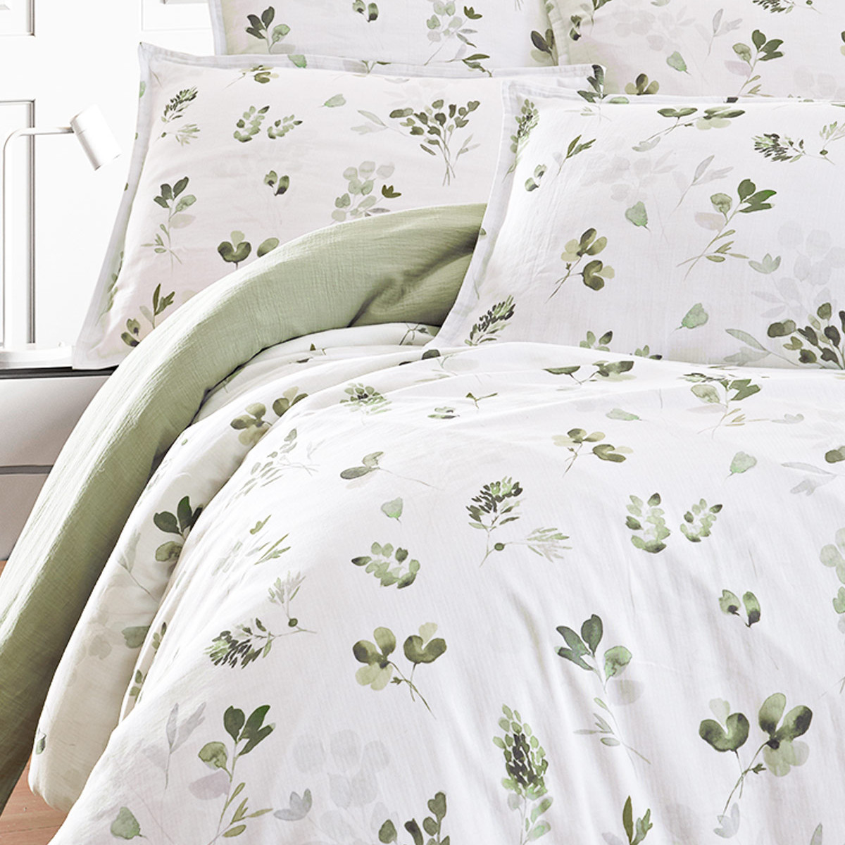Lot de 2 housses de coussin gaze de coton LOLA LOFT lichen, SENSEI MAISON