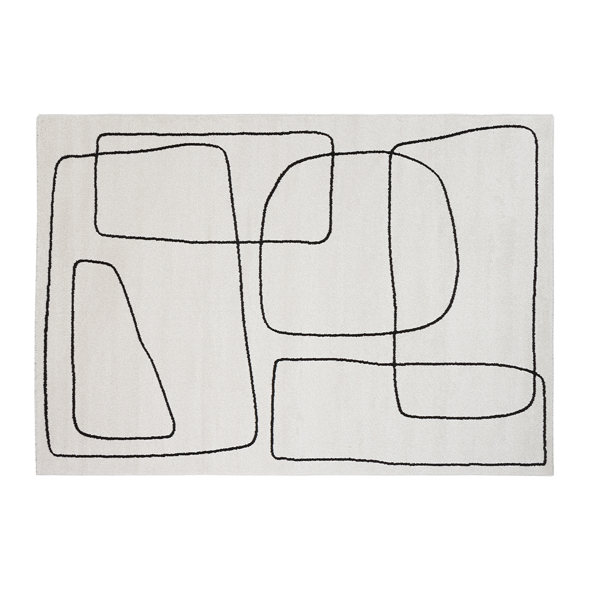 Tapis rectangulaire line art 160 x 230 cm TIANA blanc, MILIBOO