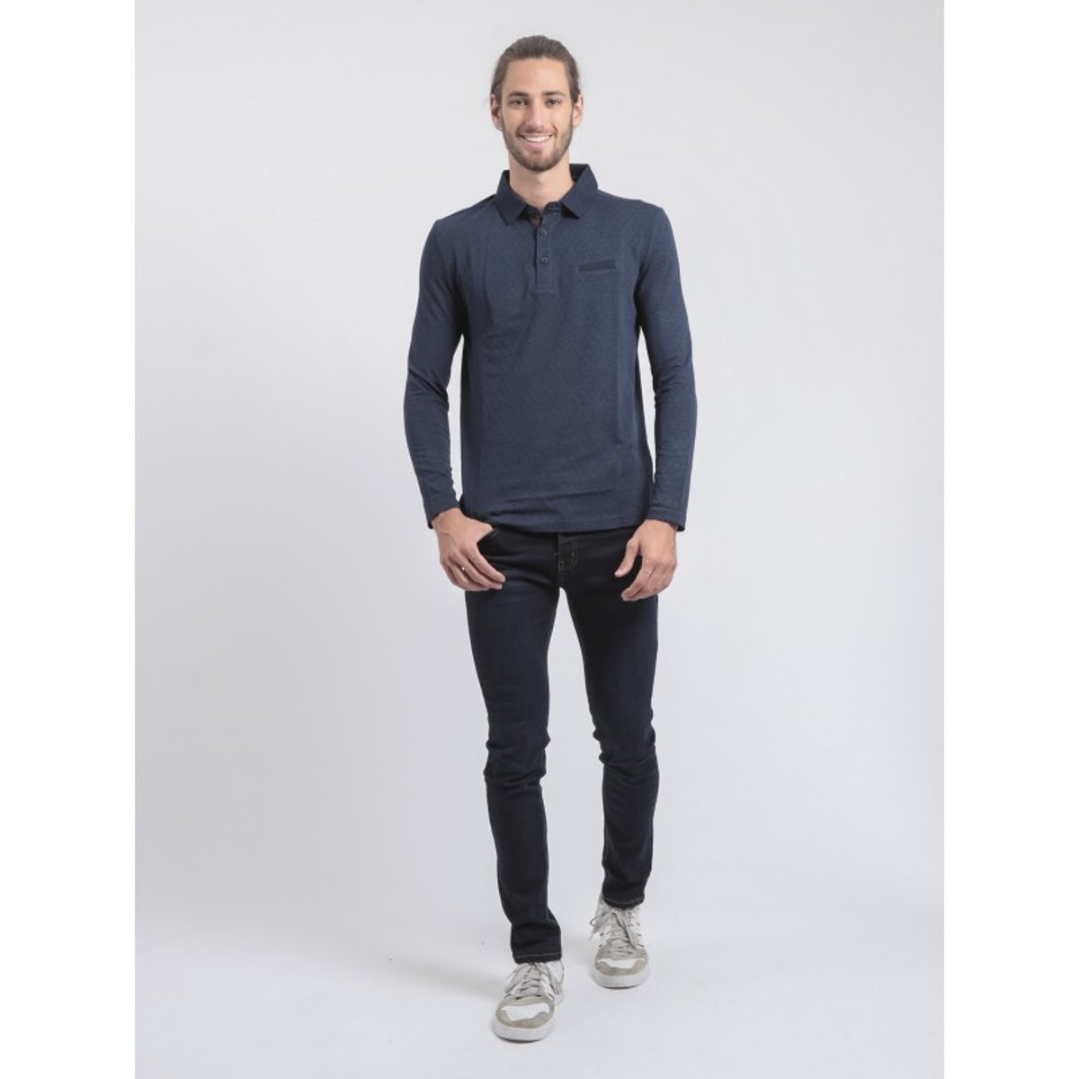 Polo Manches Longues Pur Coton Pumanar bleu marine, RITCHIE