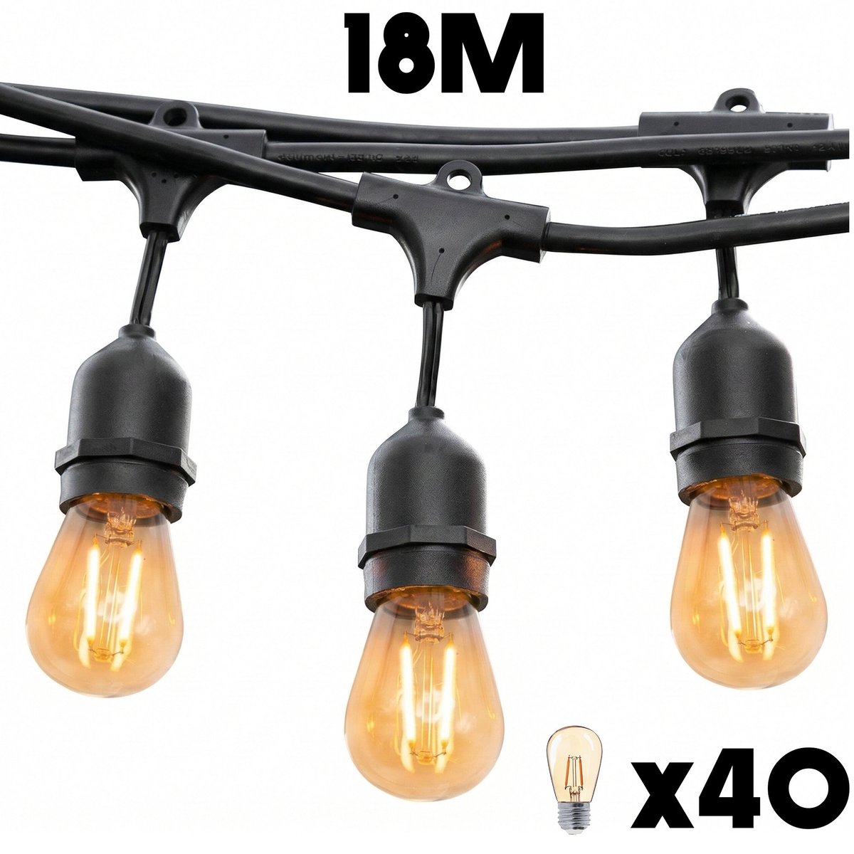 Guirlande connectable E27 4x MAFY LIGHT noir, LUMISKY