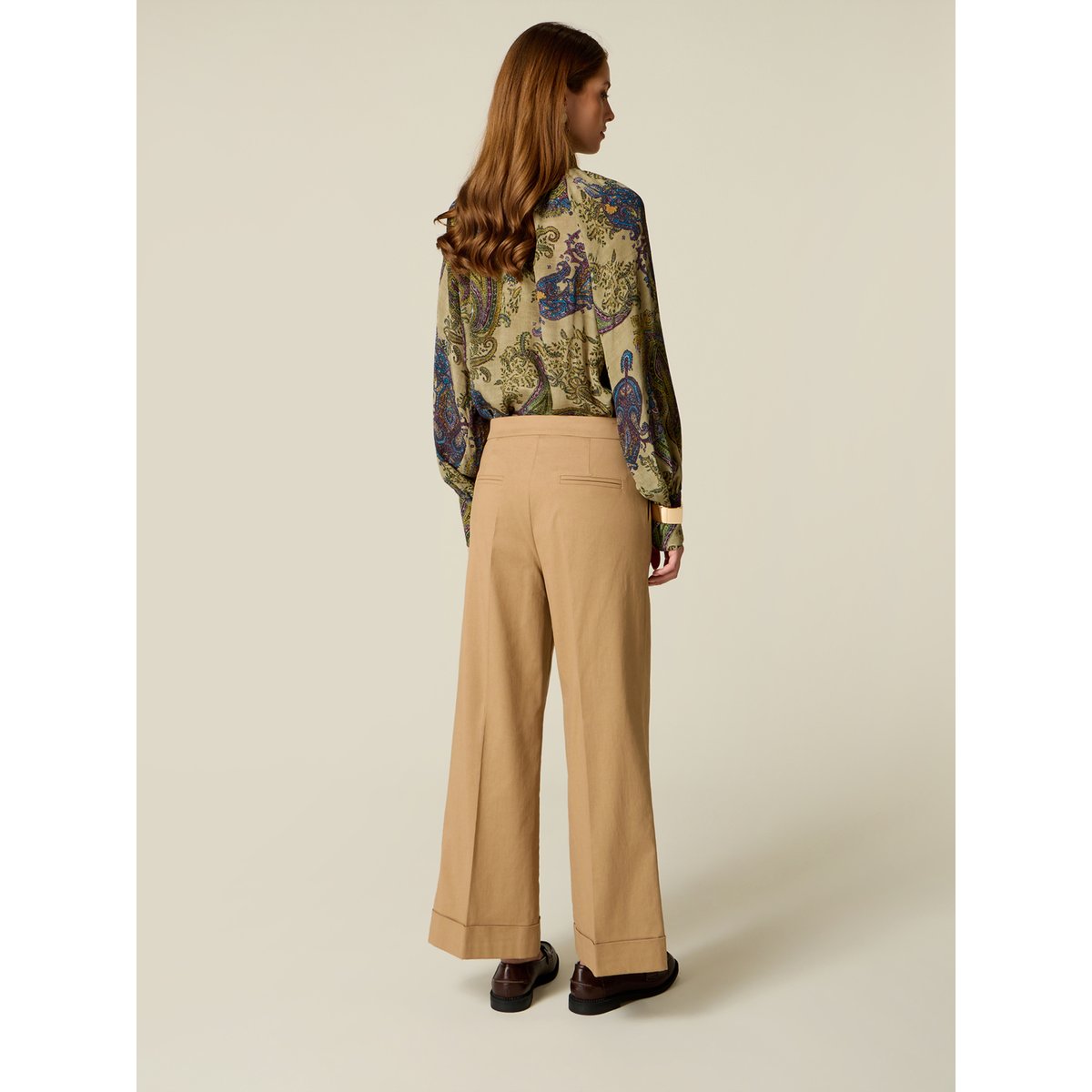 Pantalon cropped beige, OLTRE